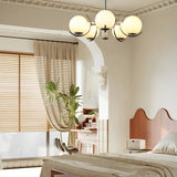Nordic Modern Glass Globe Chandelier with Electroplating Iron Finish for Living Room 4 or 5 Lights