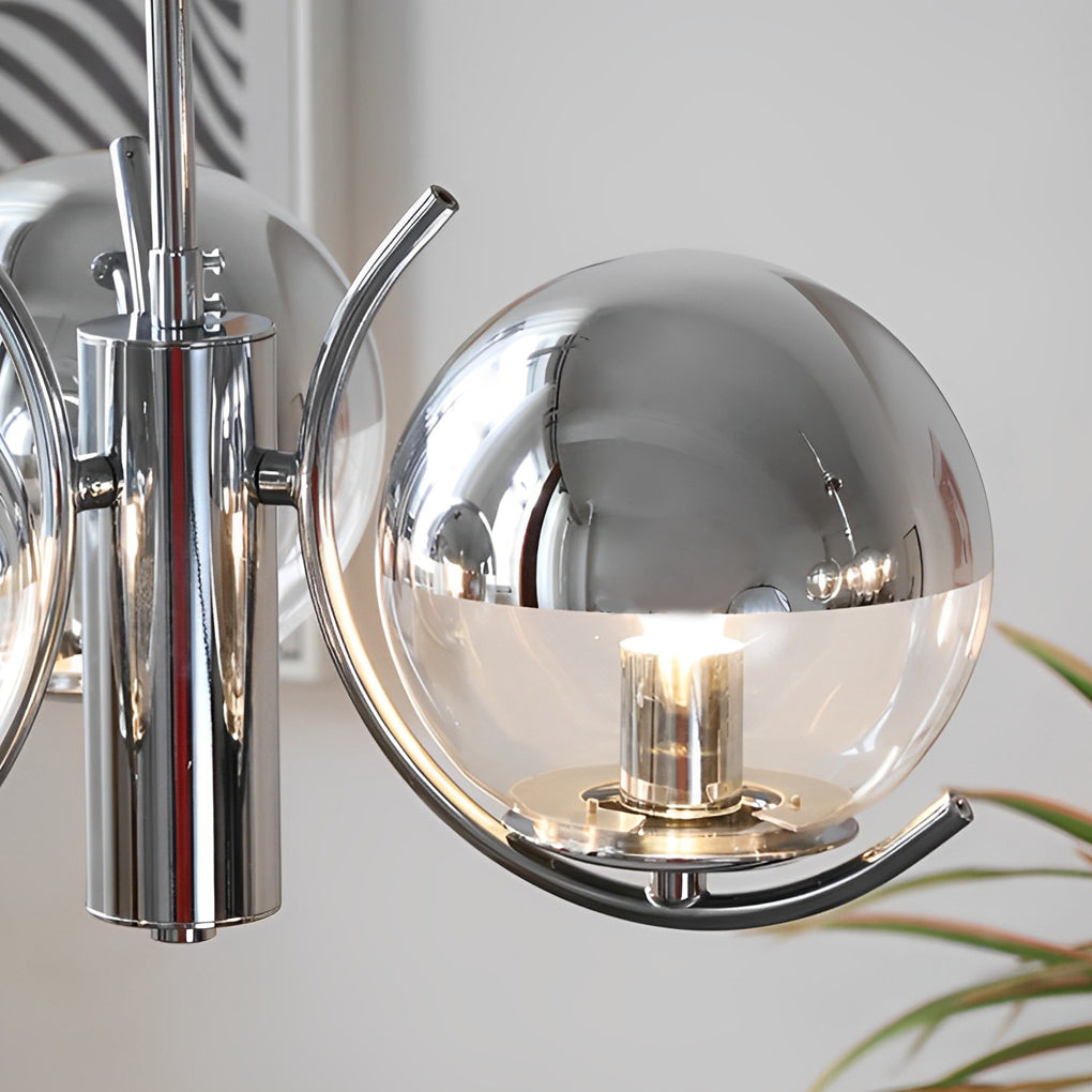 Nordic Modern Glass Globe Chandelier with Electroplating Iron Finish for Living Room 4 or 5 Lights
