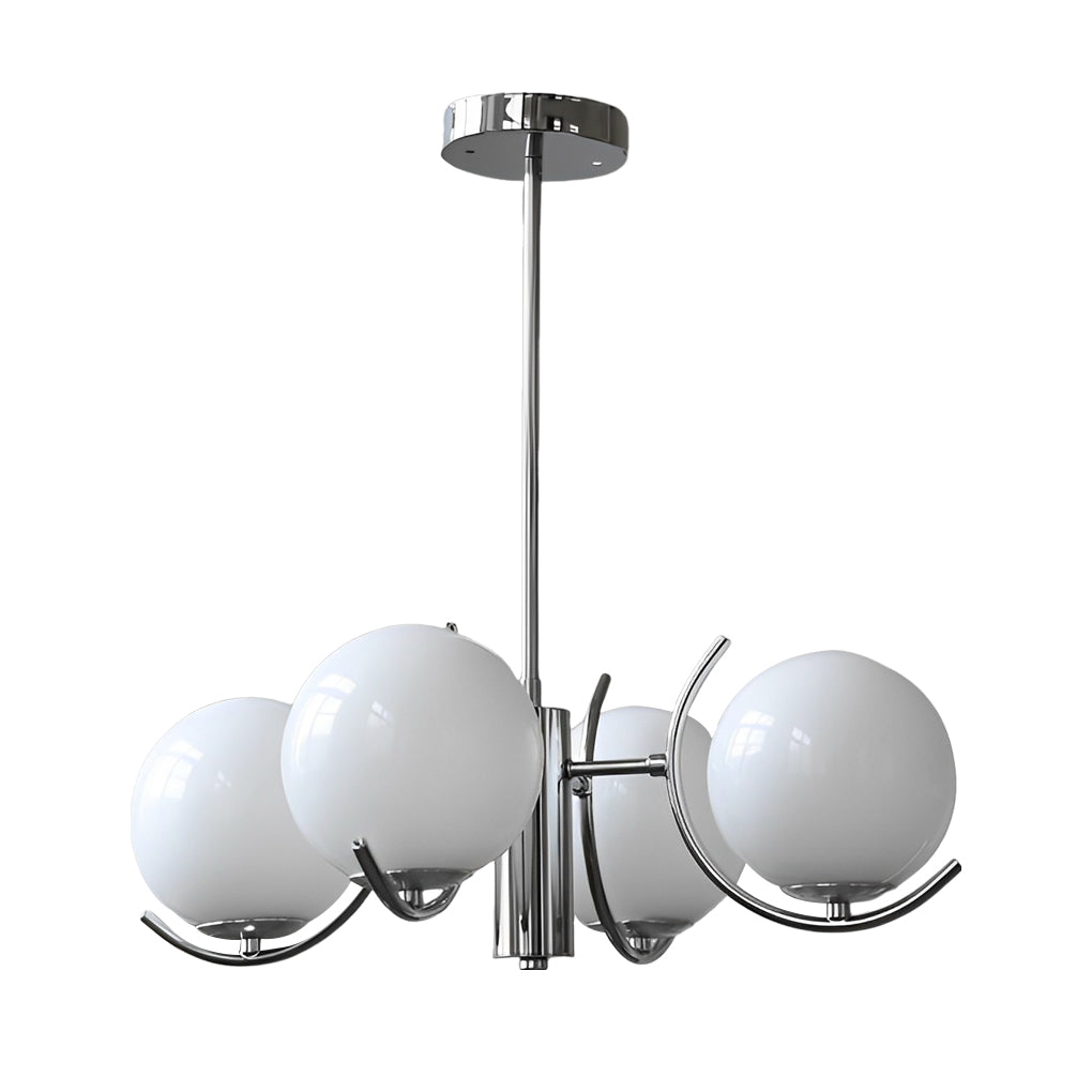 Nordic Modern Glass Globe Chandelier with Electroplating Iron Finish for Living Room 4 or 5 Lights
