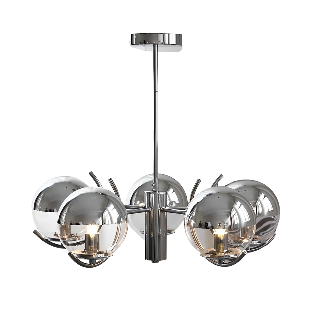 Nordic Modern Glass Globe Chandelier with Electroplating Iron Finish for Living Room 4 or 5 Lights