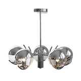 Nordic Modern Glass Globe Chandelier with Electroplating Iron Finish for Living Room 4 or 5 Lights