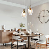 Nordic Modern Glass Jar Pendant Light with Copper Finish for Dining Room and Bar