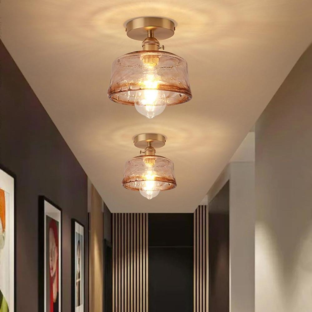 Nordic Modern Glass Lantern Pendant Light Electroplated LED Ceiling Hanging Lamp for Dining Room