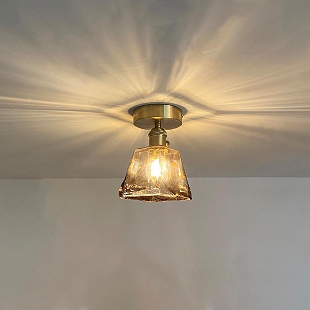 Nordic Modern Glass Lantern Pendant Light Electroplated LED Ceiling Hanging Lamp for Dining Room