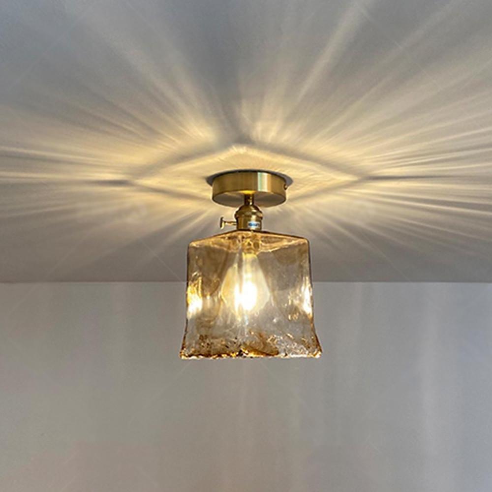 Nordic Modern Glass Lantern Pendant Light Electroplated LED Ceiling Hanging Lamp for Dining Room