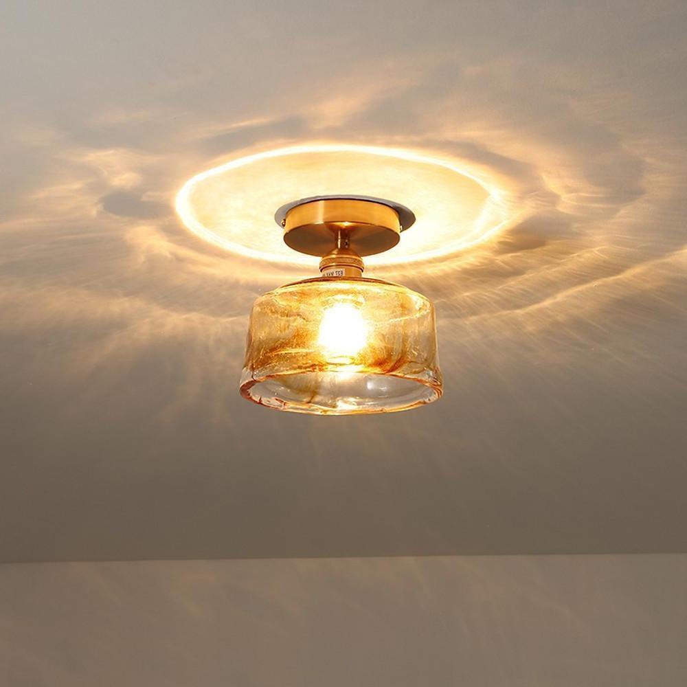 Nordic Modern Glass Lantern Pendant Light Electroplated LED Ceiling Hanging Lamp for Dining Room