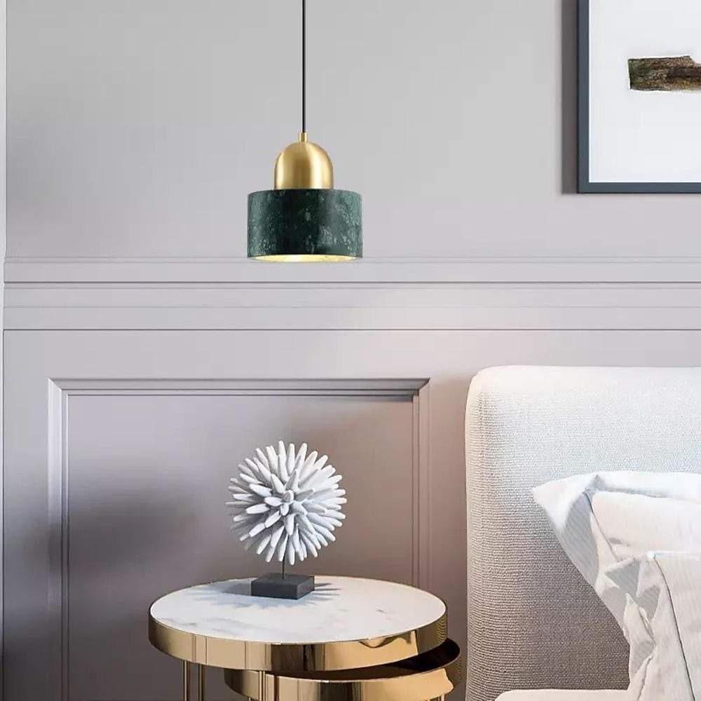 Nordic Modern Marble Mini Pendant Light Geometric Metal Globe Hanging Fixture for Dining Room