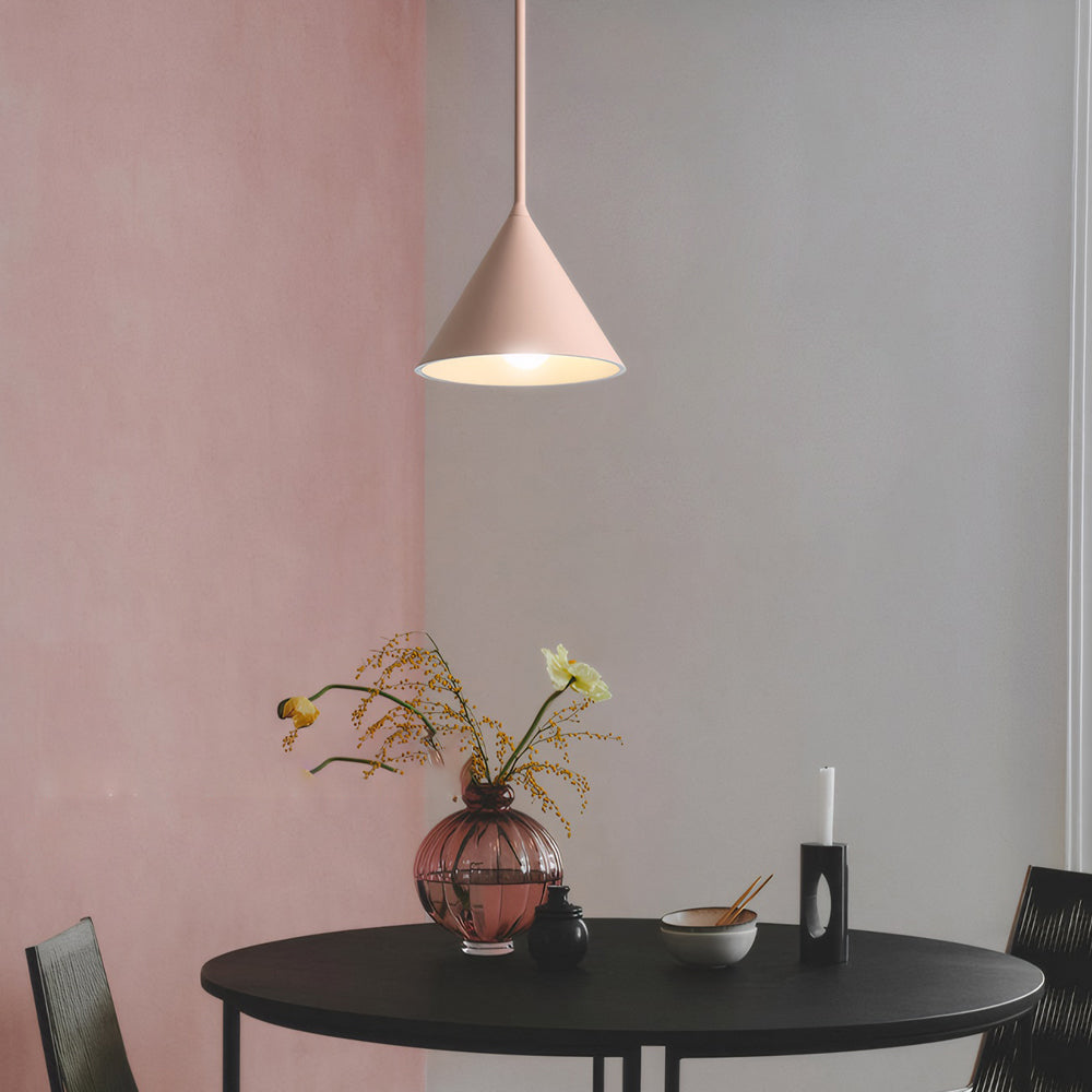 Nordic Modern Pink Resin Geometric Pendant Light Single Light Arc Hanging Ceiling Lamp for Bedroom