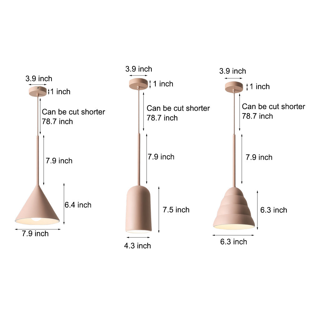 Nordic Modern Pink Resin Geometric Pendant Light Single Light Arc Hanging Ceiling Lamp for Bedroom