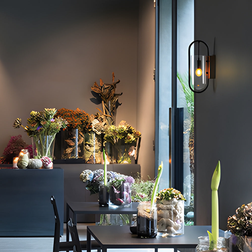 Nordic Retro Wood Base Glass Wall Lamp with 3 Color Temperature Dimming LED Sconce