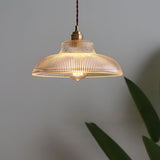 Nordic Round Glass Pendant Light with Copper Base E27 Vintage Chandelier for Living Room