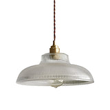 Nordic Round Glass Pendant Light with Copper Base E27 Vintage Chandelier for Living Room