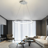 Nordic Round LED Chandelier Modern Stepless Dimming Pendant Lamp for Dining and Living Rooms