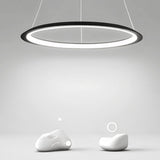 Nordic Round LED Chandelier Modern Stepless Dimming Pendant Lamp for Dining and Living Rooms