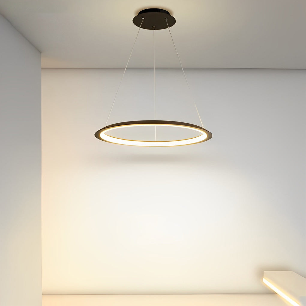 Nordic Round LED Chandelier Modern Stepless Dimming Pendant Lamp for Dining and Living Rooms