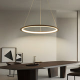 Nordic Round LED Chandelier Modern Stepless Dimming Pendant Lamp for Dining and Living Rooms