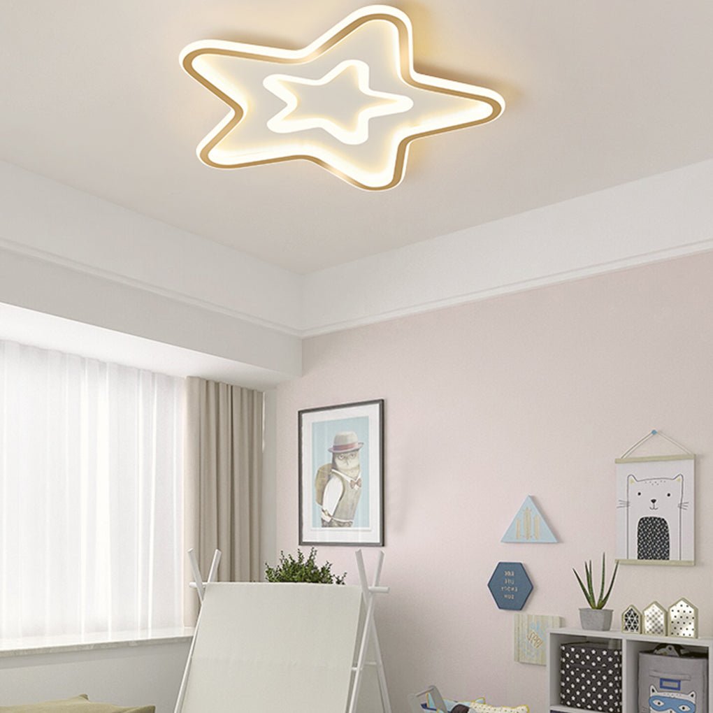 Modern Star Shaped LED Flush Mount Ceiling Light for Kids Bedroom and Nursery