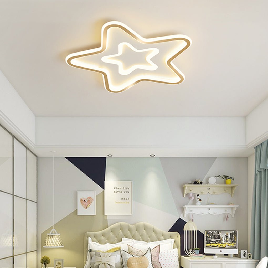 Modern Star Shaped LED Flush Mount Ceiling Light for Kids Bedroom and Nursery