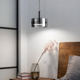 Nordic Smoke Gray Glass Cylinder LED Pendant Lighting for Bedroom and Dining Spaces