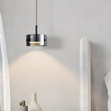 Nordic Smoke Gray Glass Cylinder LED Pendant Lighting for Bedroom and Dining Spaces