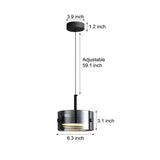 Nordic Smoke Gray Glass Cylinder LED Pendant Lighting for Bedroom and Dining Spaces