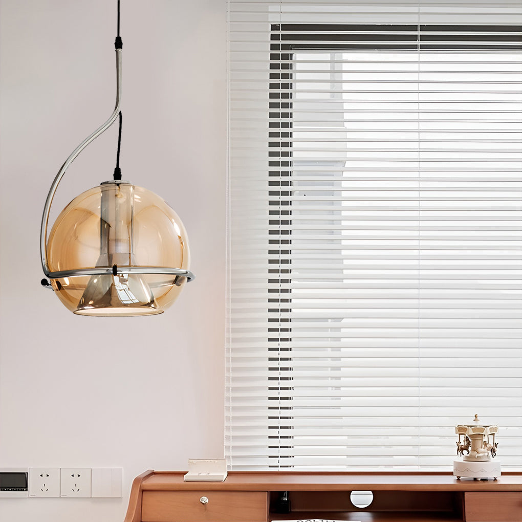 Nordic Spherical Glass Pendant Light Creative Modern Hanging Lamp for Bedroom and Kitchen Island