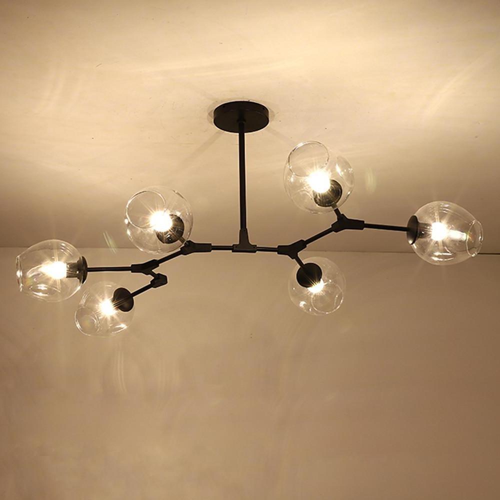 Nordic Sputnik Chandelier 6 Light Blown Glass Modern Ceiling Light Fixture for Living Room