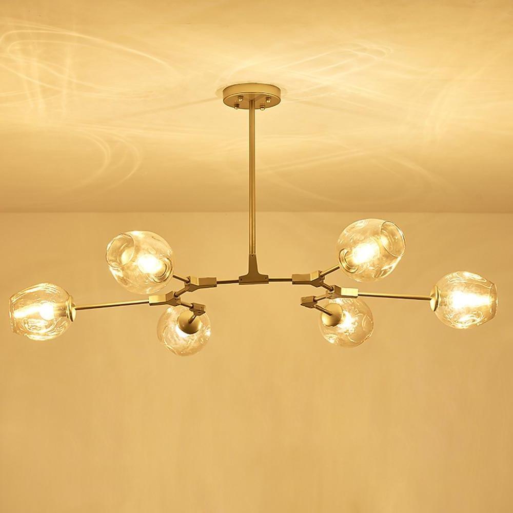 Nordic Sputnik Chandelier 6 Light Blown Glass Modern Ceiling Light Fixture for Living Room
