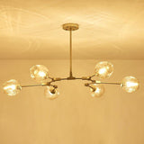 Nordic Sputnik Chandelier 6 Light Blown Glass Modern Ceiling Light Fixture for Living Room