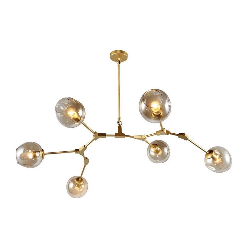 Nordic Sputnik Chandelier 6 Light Blown Glass Modern Ceiling Light Fixture for Living Room