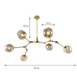 Nordic Sputnik Chandelier 6 Light Blown Glass Modern Ceiling Light Fixture for Living Room