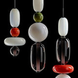 Nordic Stained Glass LED Pendant Light Modern Colorful Hanging Lamp for Kitchen Island Dining Room and Bedroom
