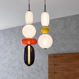 Nordic Stained Glass LED Pendant Light Modern Colorful Hanging Lamp for Kitchen Island Dining Room and Bedroom
