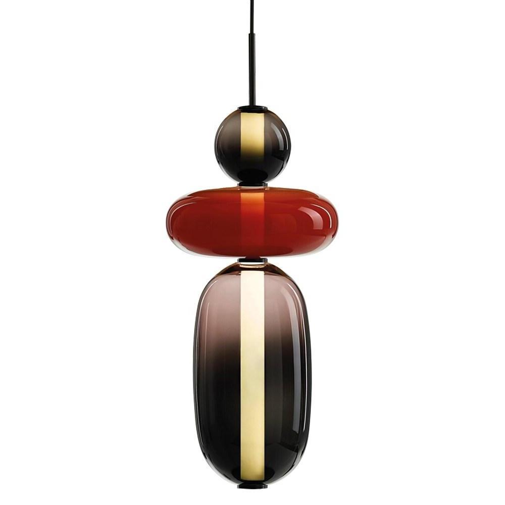 Nordic Stained Glass LED Pendant Light Modern Colorful Hanging Lamp for Kitchen Island Dining Room and Bedroom