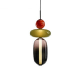 Nordic Stained Glass LED Pendant Light Modern Colorful Hanging Lamp for Kitchen Island Dining Room and Bedroom