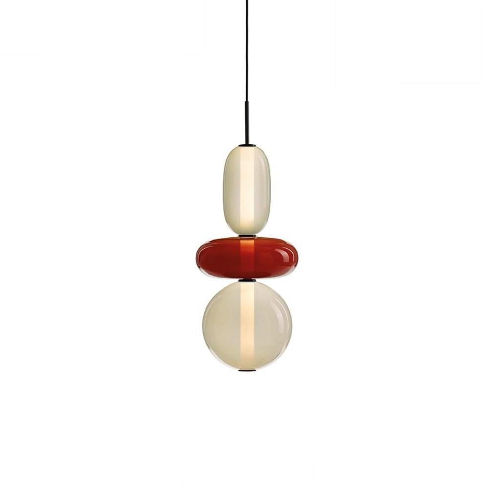 Nordic Stained Glass LED Pendant Light Modern Colorful Hanging Lamp for Kitchen Island Dining Room and Bedroom