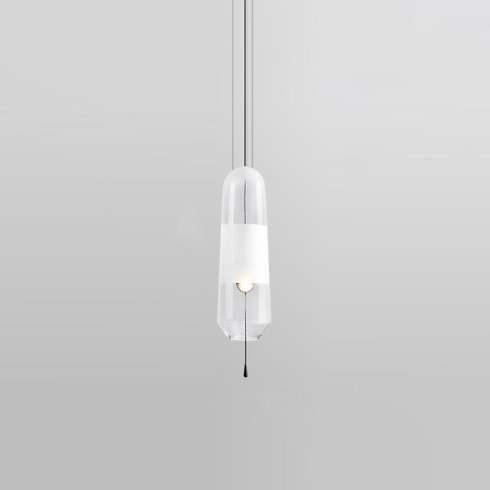Nordic Style Long Oval Glass LED Pendant Light Hanging Lamp for Kitchen Island and Dining Room