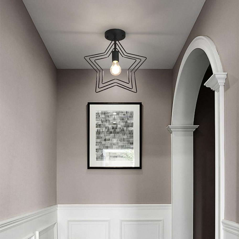 Nordic Style Metal Star LED Pendant Light Modern Hanging Ceiling Fixture in Black or Gold