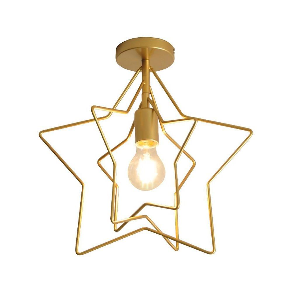 Nordic Style Metal Star LED Pendant Light Modern Hanging Ceiling Fixture in Black or Gold