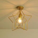 Nordic Style Metal Star LED Pendant Light Modern Hanging Ceiling Fixture in Black or Gold