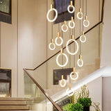 Nordic Style Modern Circular Ring LED Chandelier Dimmable Large Stairwell Pendant Lighting