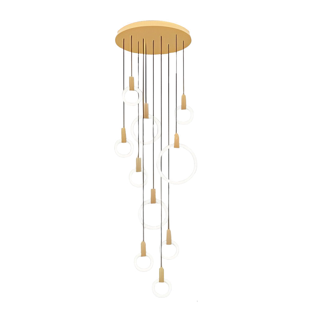 Nordic Style Modern Circular Ring LED Chandelier Dimmable Large Stairwell Pendant Lighting