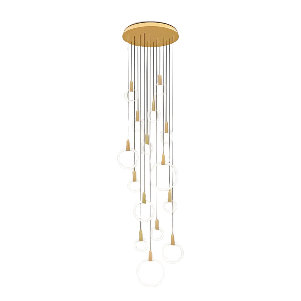 Nordic Style Modern Circular Ring LED Chandelier Dimmable Large Stairwell Pendant Lighting