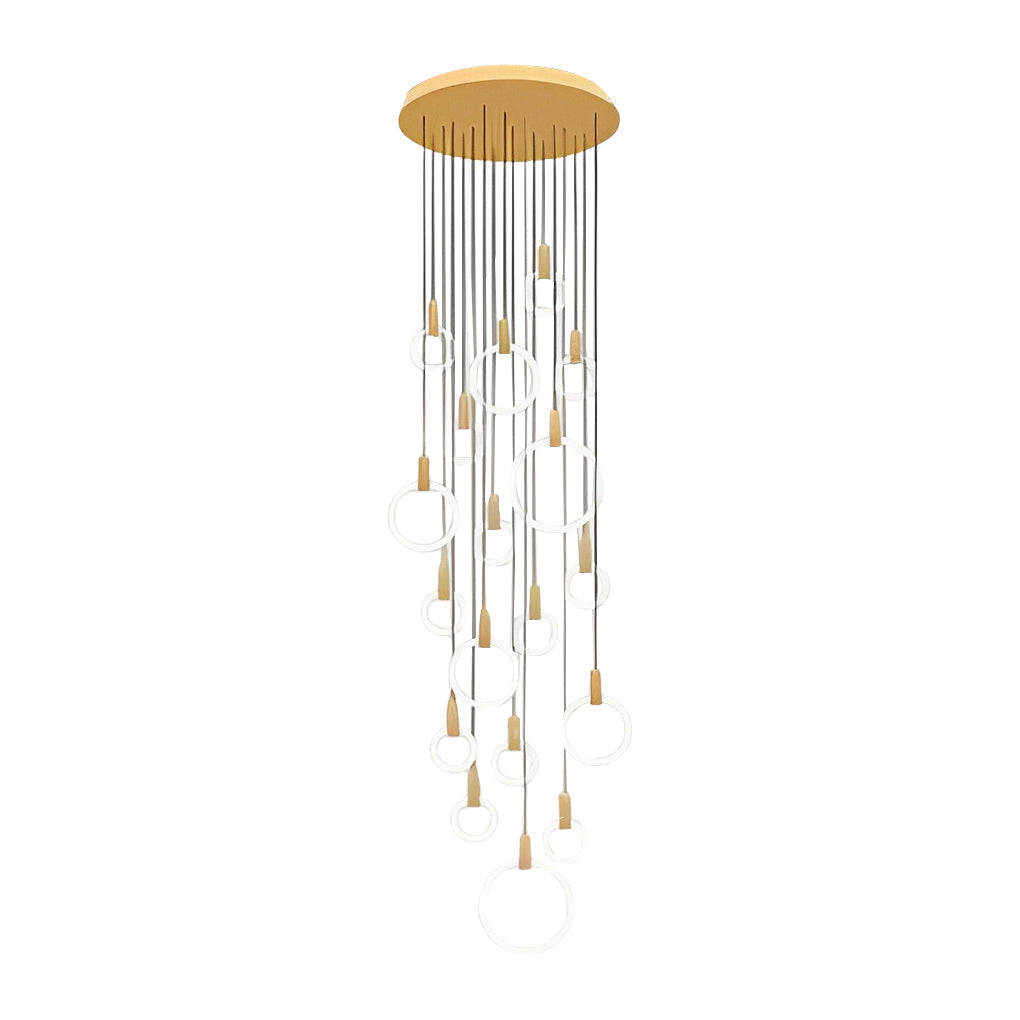 Nordic Style Modern Circular Ring LED Chandelier Dimmable Large Stairwell Pendant Lighting