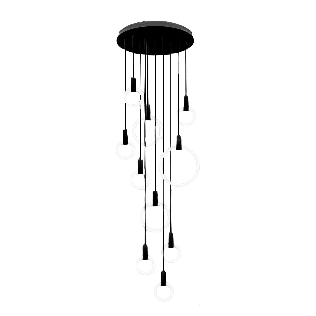 Nordic Style Modern Circular Ring LED Chandelier Dimmable Large Stairwell Pendant Lighting