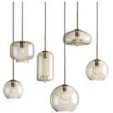 Nordic Vintage Electroplated Glass Pendant Light LED Hanging Chandelier for Kitchen Island and Dining Room