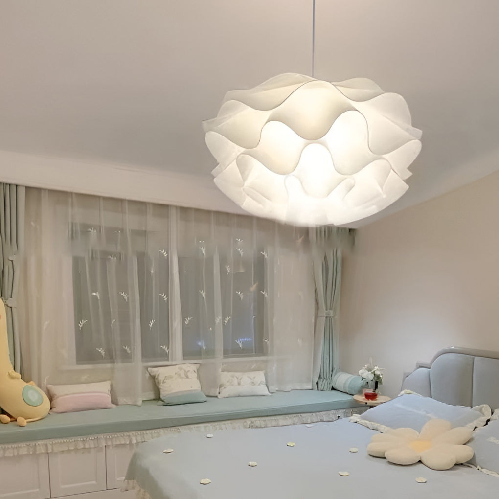 Nordic White Acrylic Flower Chandelier Modern LED Pendant Light with Three Stage Dimming