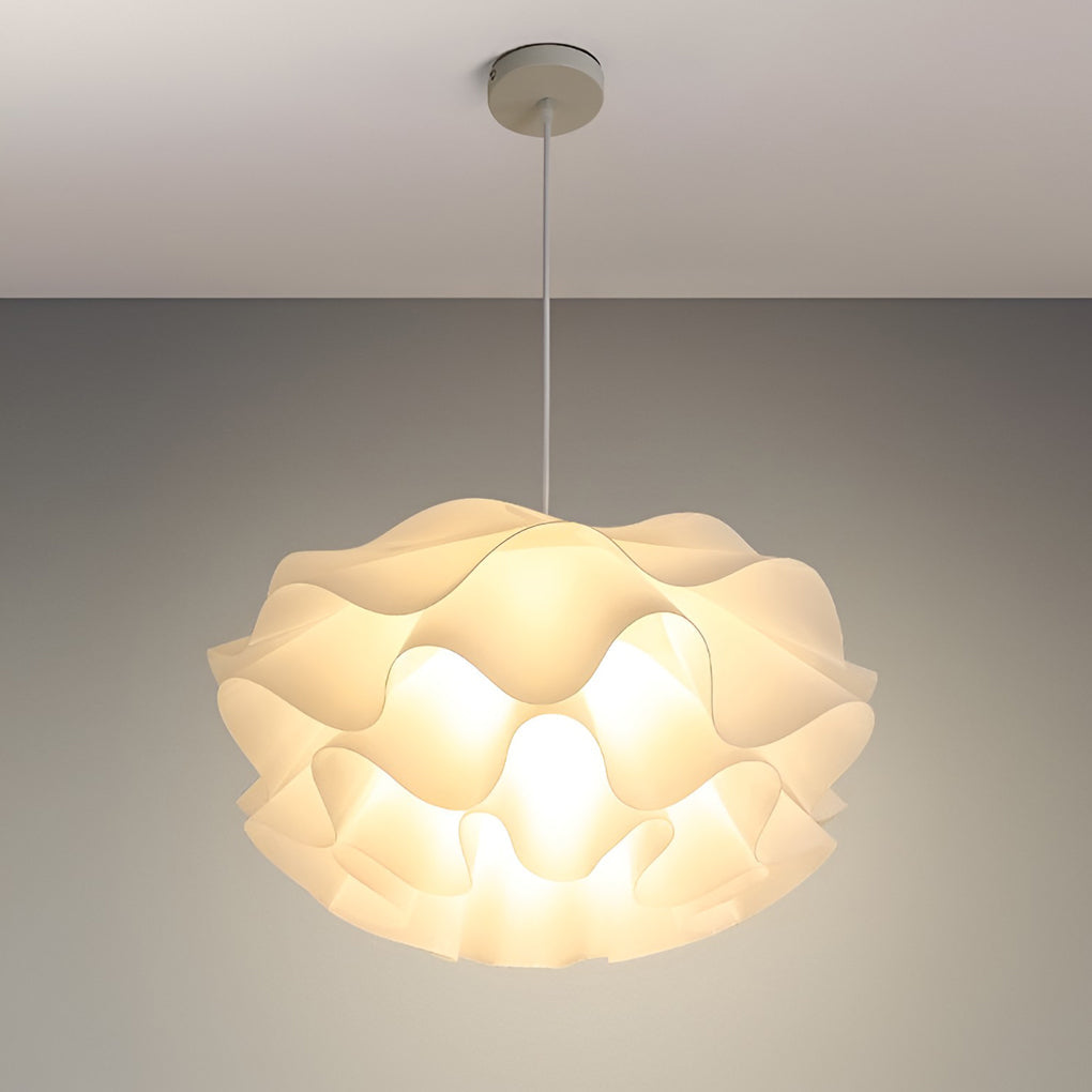 Nordic White Acrylic Flower Chandelier Modern LED Pendant Light with Three Stage Dimming