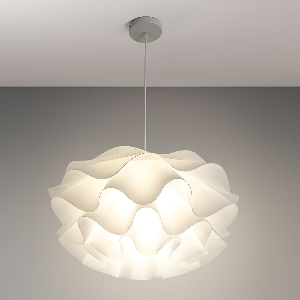 Nordic White Acrylic Flower Chandelier Modern LED Pendant Light with Three Stage Dimming