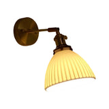 Nordic White Ceramic and Walnut Pendant Light 12W Vintage Copper LED Plug In Wall Mounted Sconce